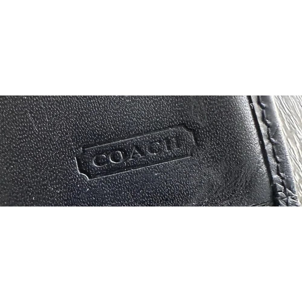 🧡Authentic Coach Mens Black Leather Op Art Embossed Bifold Wallet